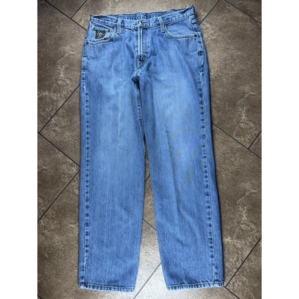 Cinch Men's Light Blue Denim Western Workwear Jeans Size 35x31 Green Label